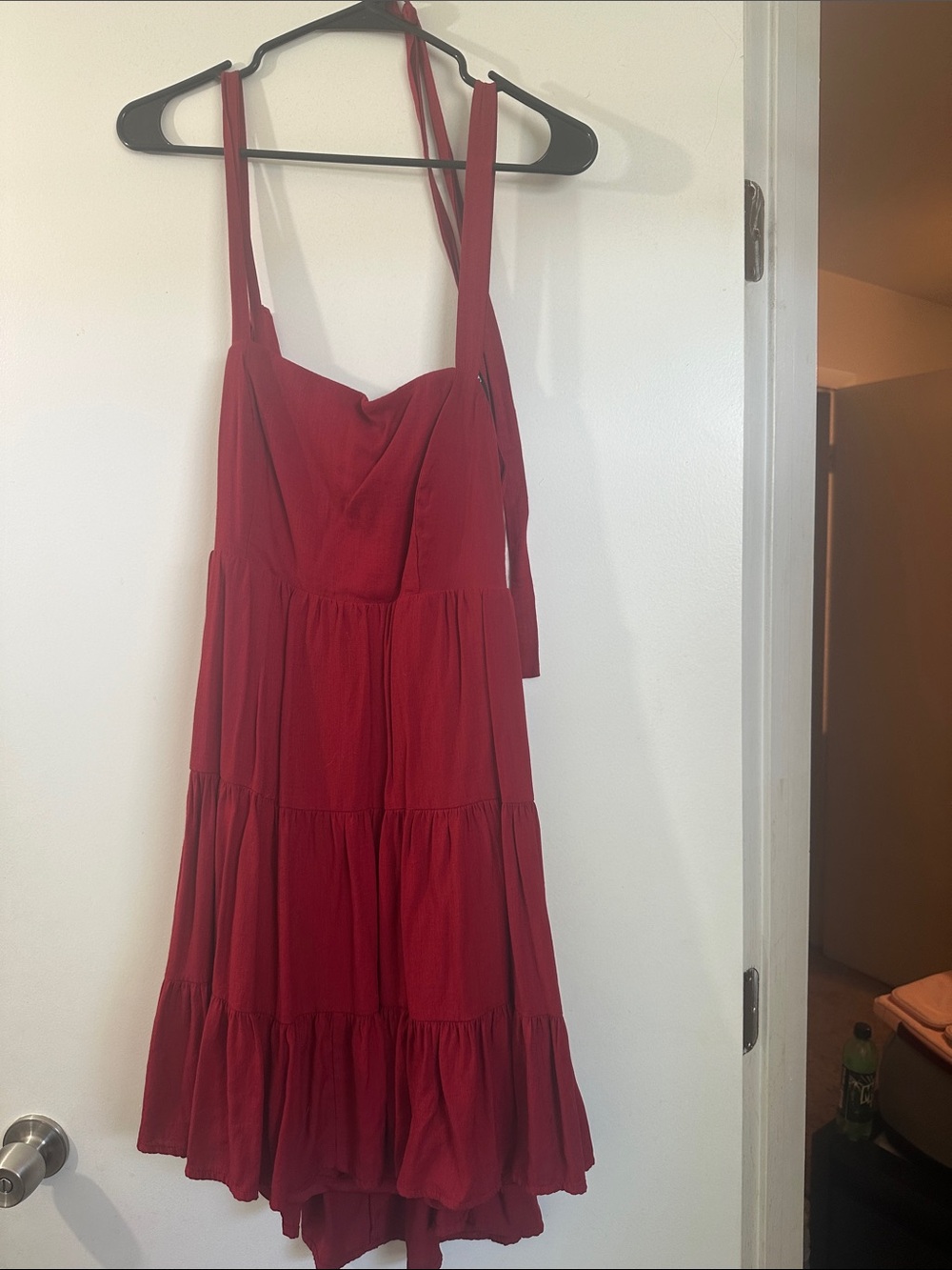 Trixxi Red Tiered High-Low Sundress with Adjustable Straps